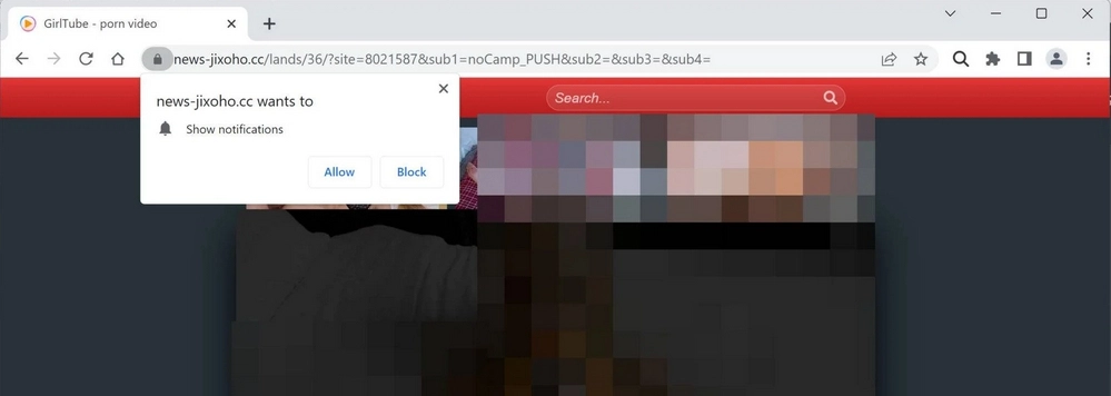 Notificaciones página porno